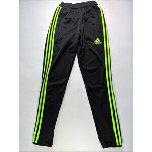 Adiads Kids Climacool Black Track Pants Green Stripes Kids Size Large